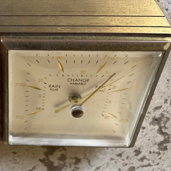Florn solid brass  vintage  50s alarm clock and barometer  Very Rare  ex.cond. - Picture 6 of 8